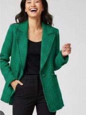 kate spade Emerald Green Textured Single-Button Blazer